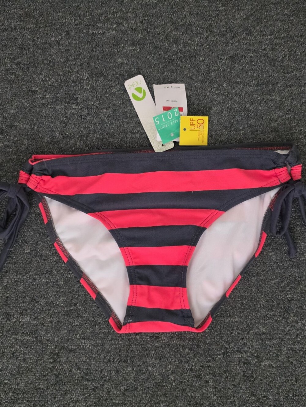 next Bikini Bottoms Striped Side Tie Pink Size XS - Picture 5 of 10